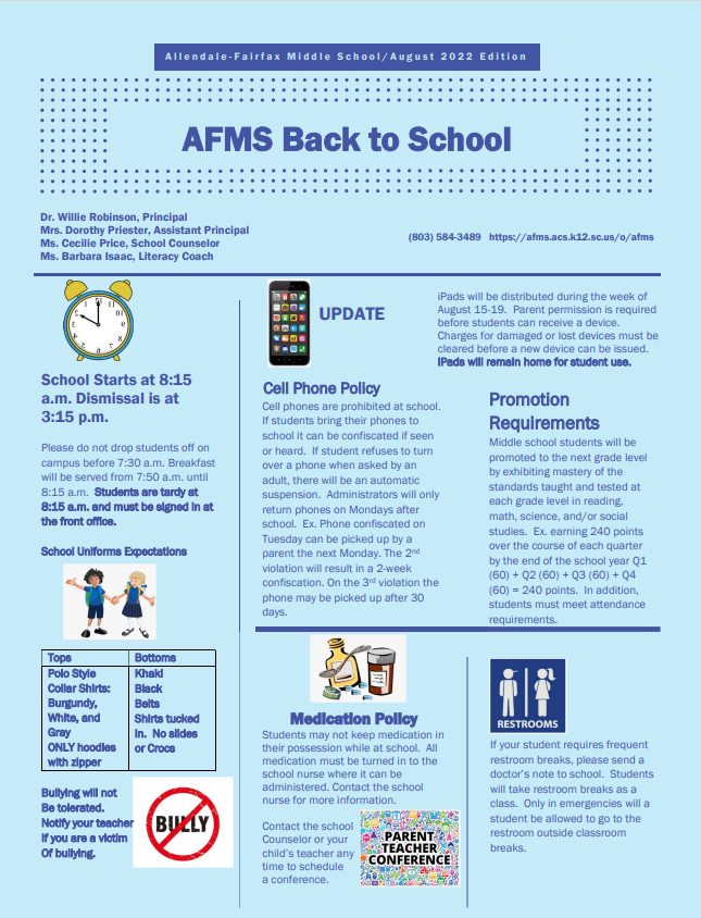 2022 School Policies Update Allendale Fairfax Middle School