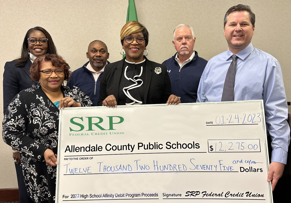 SRP Presentation to Allendale County Public Schools for $12,275 Proceeds from High School Affinity Debit Program