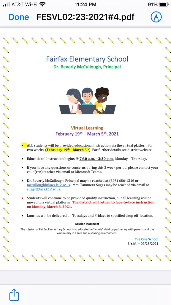 Virtual Information for February 19th through March 5th.