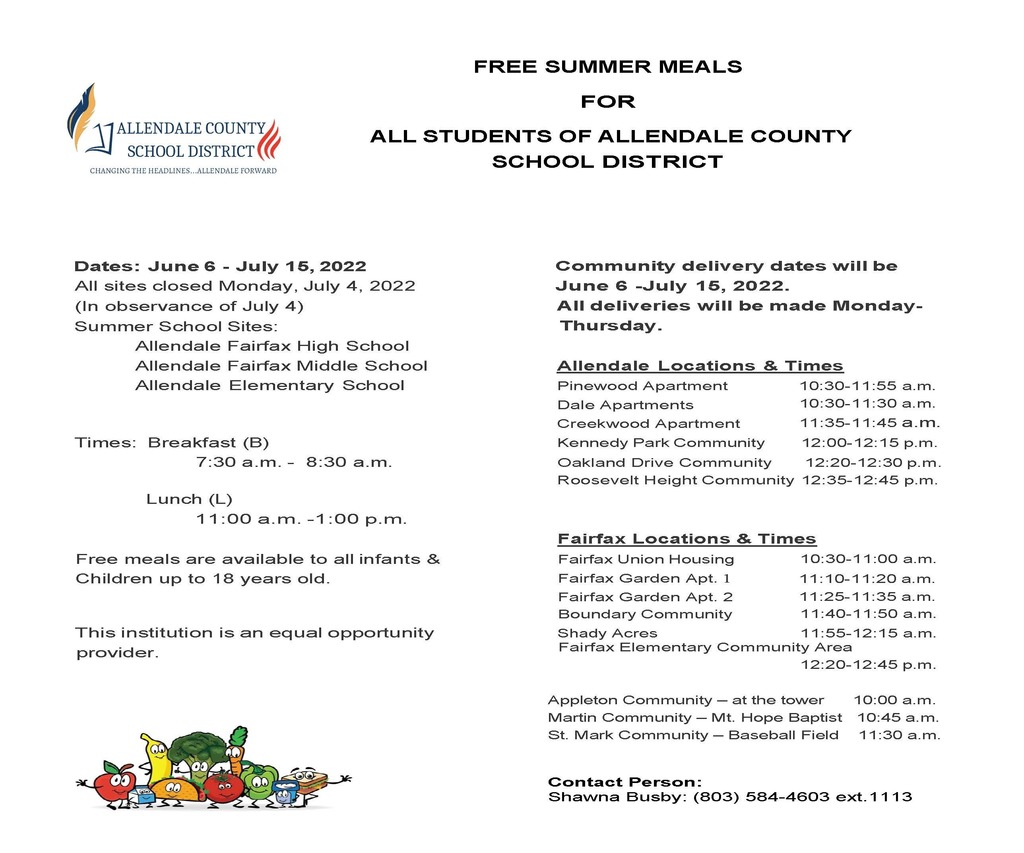 2022 Summer meals